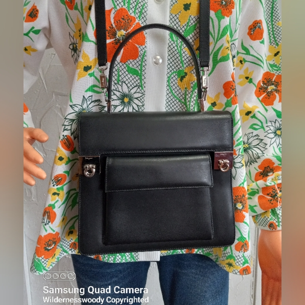 Salvatore Ferragamo, The Nero, Vintage Italian Leather Shoulder Bag